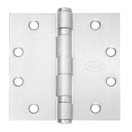 Ives 5-Knuckle Ball Bearing Hinge, Standard Weight, 4-1/2-in x 4-1/2-in, Satin Nickel Finish 5BB1 4.5X4.5 619